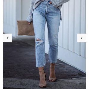 Kason Distressed High Rise Denim